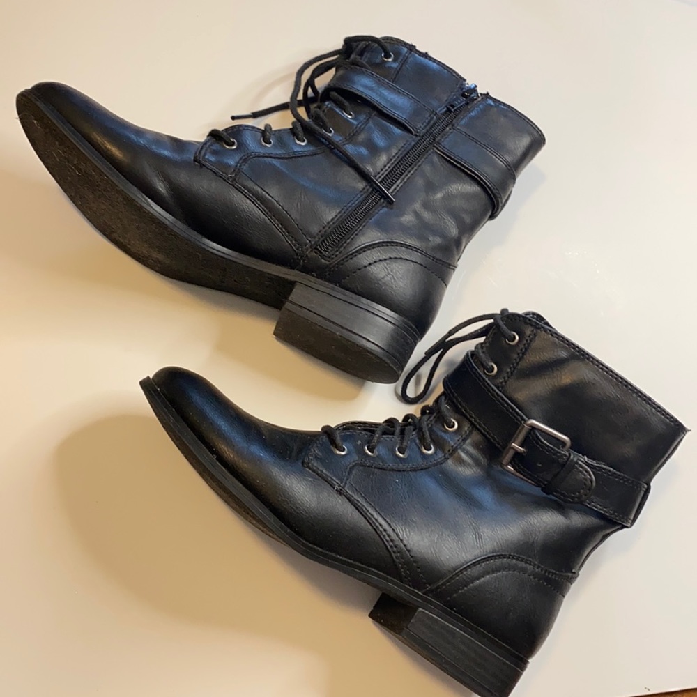 Style and Co. black faux leather combat boots